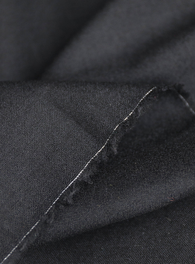 日本进口薄款黑色细腻编织精纺纯羊毛面料设计师衬衫连衣裙布料