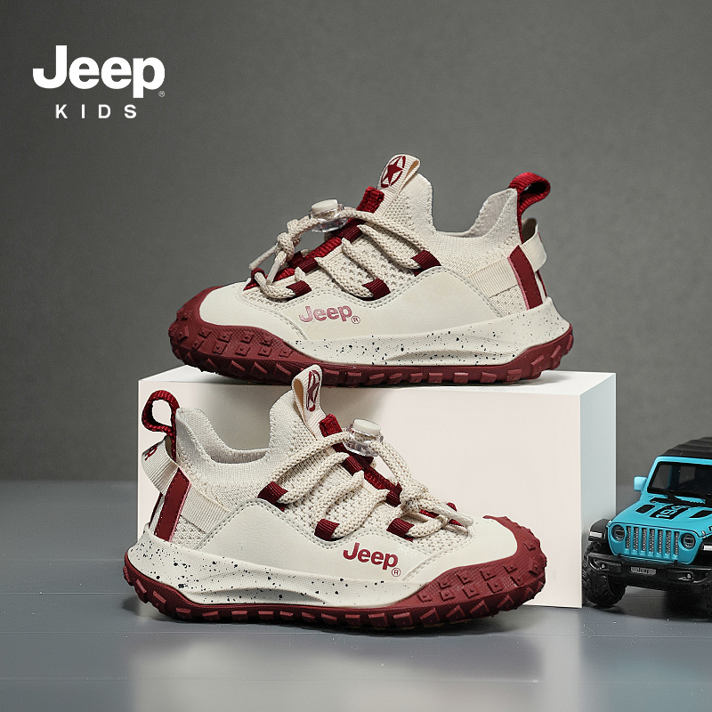 jeep吉普儿童休闲运动鞋夏款男女童软底小白鞋2024新款夏季袜子鞋
