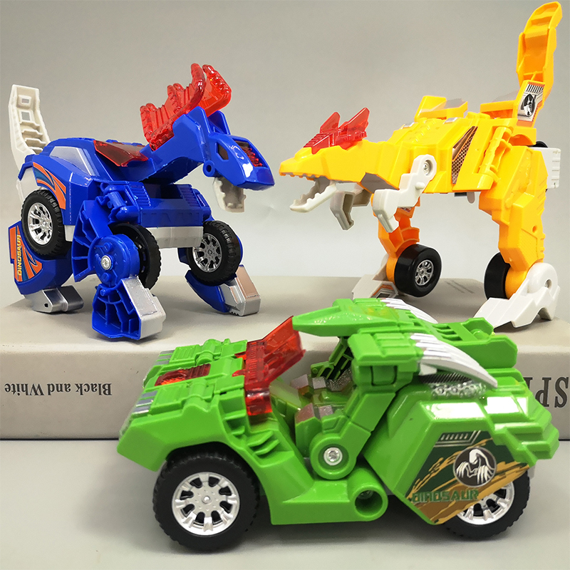 变形玩具恐龙金刚儿童霸王龙模型汽车机器人男孩宝宝声光战车套装
