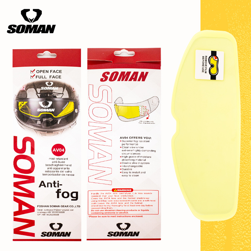 SOMAN进口摩托车头盔镜片通用防雾贴半盔镜片防雾膜防雾片英文版