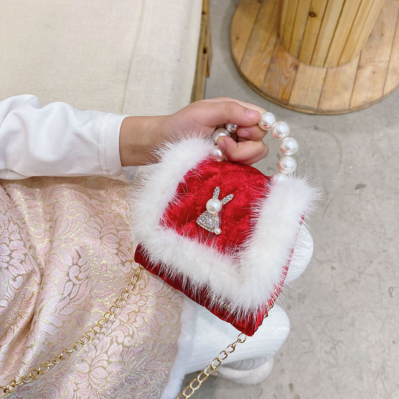 2021新年红色系宝宝拜年包儿童斜挎包小女孩公主时尚洋气可爱包包