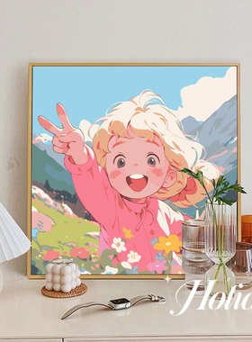 宫崎骏的夏天diy数字油画手绘儿童油彩画丙烯填充治愈减压装饰画
