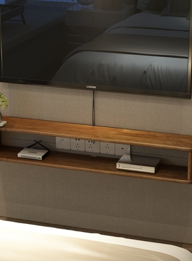 实木机顶盒置物架壁挂电视柜现代简约中式吊柜简易小户型卧室客厅