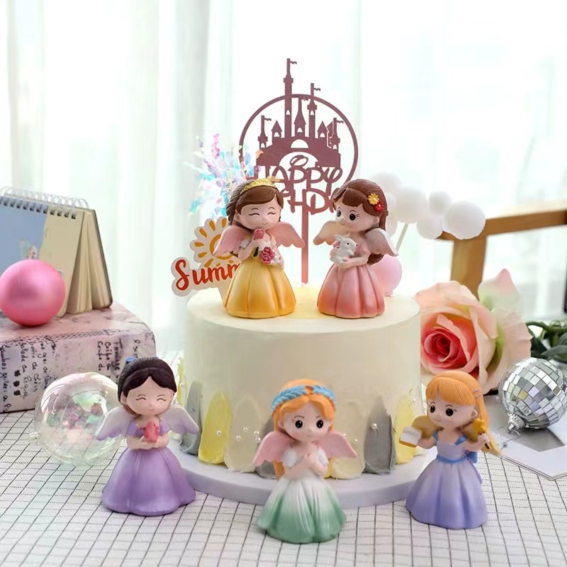 可爱女生生日蛋糕装饰卡通莎拉小公主蛋糕装饰摆件唯美蝴蝶结插件