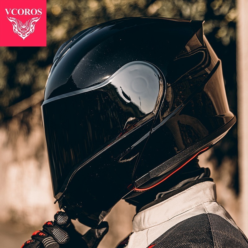 VCOROS摩托车头盔双镜片揭面盔大码4XL男女全盔安全帽大头围防雾