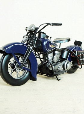 美式复古哈雷印第安摩托车摆件工艺做旧铁艺模型家居装饰品摆件