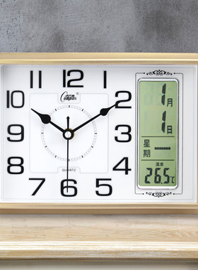 康巴丝万年历座钟客厅卧室静音日历台式电子表钟表带温度桌面时钟