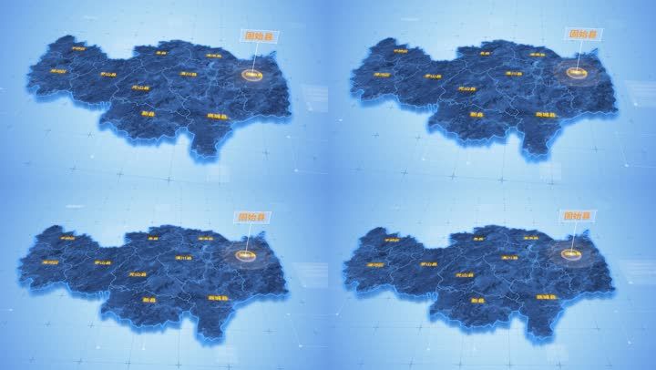 信阳市地图三维科技感蓝色网络定位区位连线ae模板