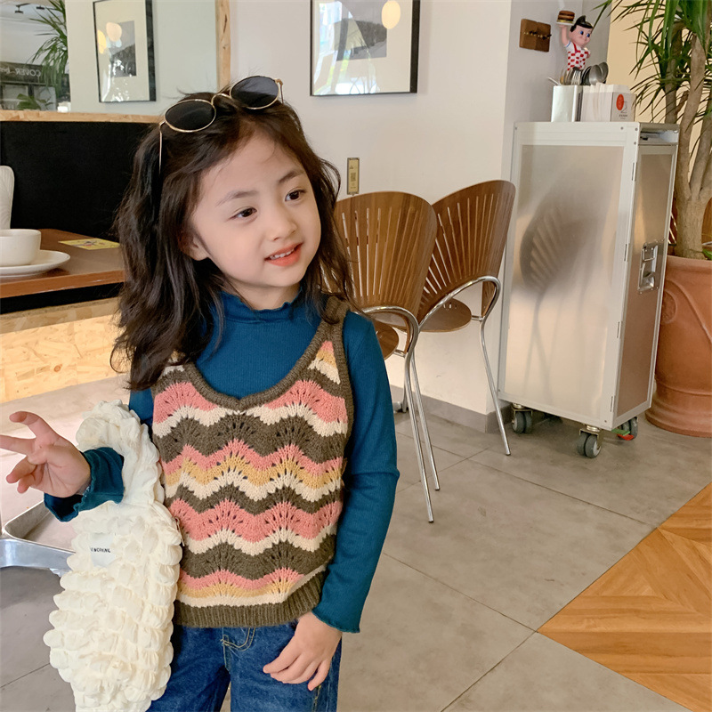女童针织毛衣背心马甲吊带衫2022春秋新款韩版洋气小童女宝宝儿童