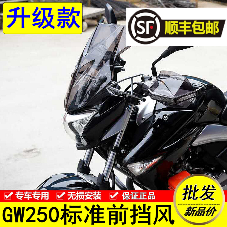 适用于铃木骊驰GW250A标准版摩托车前挡风PC玻璃风挡带LED灯护手