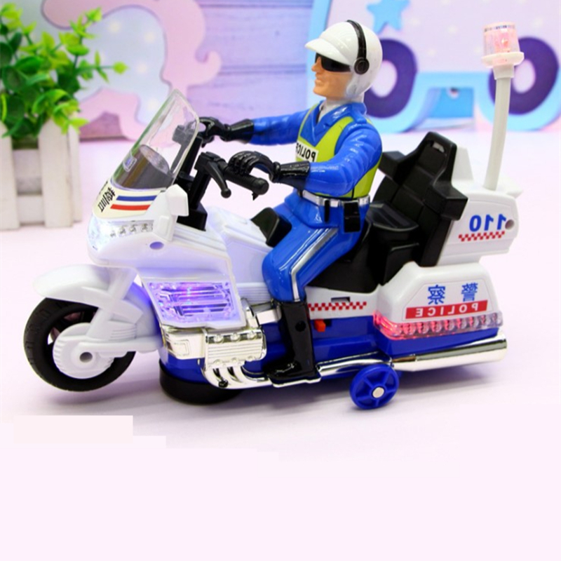 电动万向警车摩托车 公安局治安巡逻警察喊话110儿童玩具特车模型