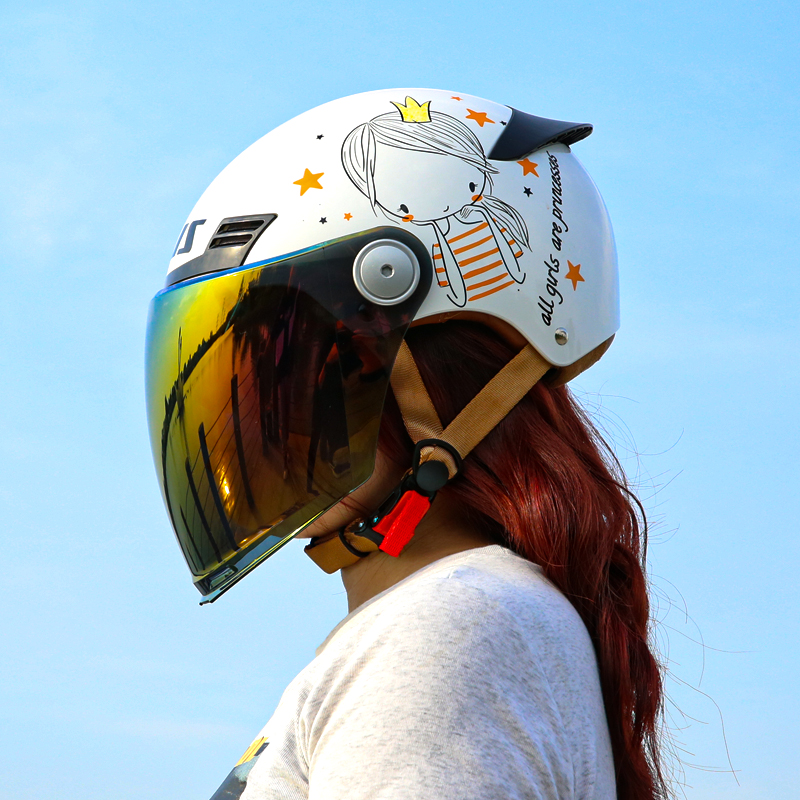 艾狮头盔电动车女士防晒夏季半盔男士安全帽3C认证四季通用摩托车