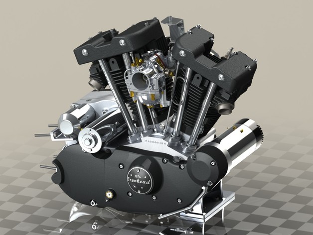 3D打印模型stl文件3dmax  哈雷摩托车 发动机模型 XLH_1000
