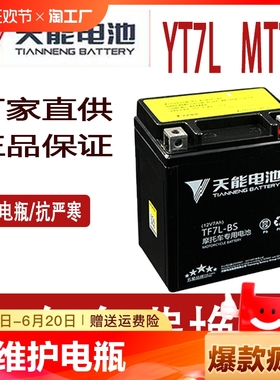 摩托车电瓶12v免维护通用MTX7L-BS新大洲本田五羊雅马哈CB190电池