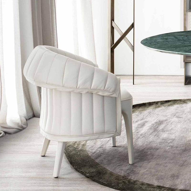 意大利奢侈品家具品牌rugiano官网进口豪宅高定餐厅真皮折背餐椅
