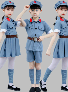 儿童小红军演出服八路军合唱服幼儿红星闪闪舞蹈表演军装女童套装