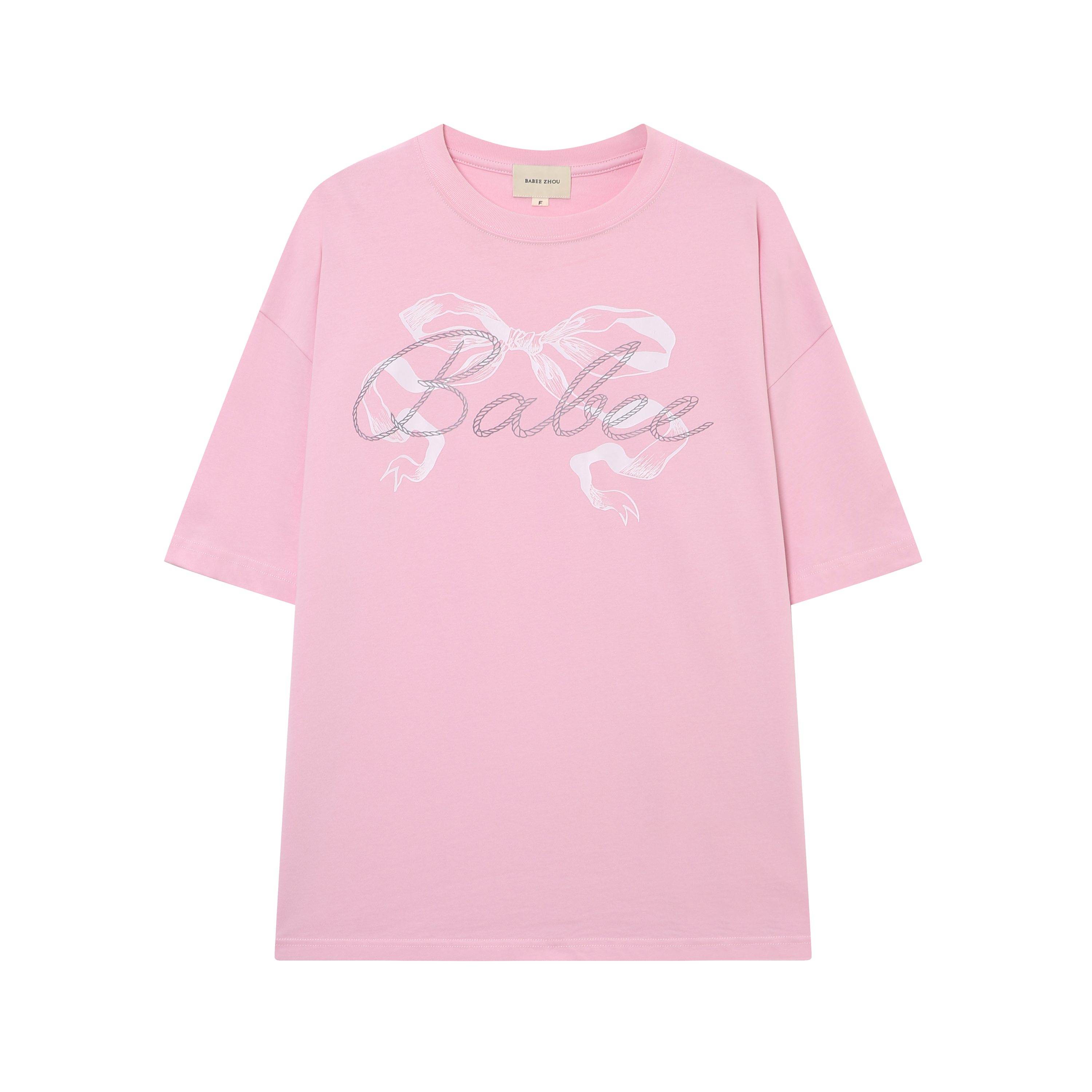 BABEE ZHOU 24夏季女装新款logo字母印花T恤粉色黑色