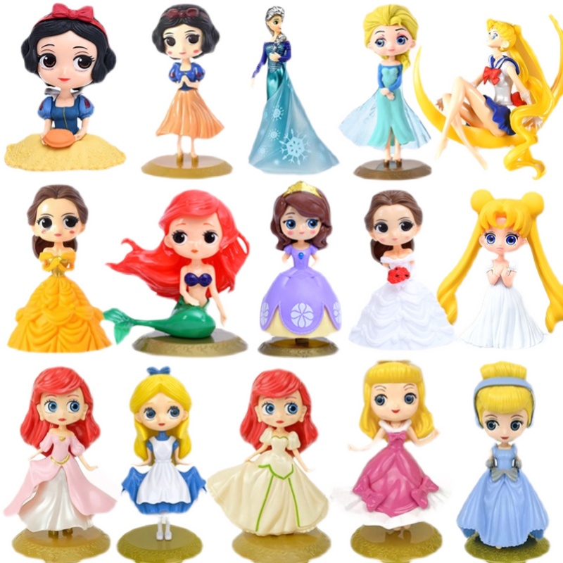 10个女孩白雪公主爱莎贝尔生日蛋糕装饰摆件烘焙娃娃摆件甜品插件