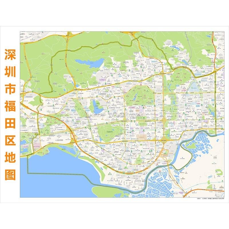 深圳市福田区地图 高清定制2022城市街道交通卫星办公会议室挂图