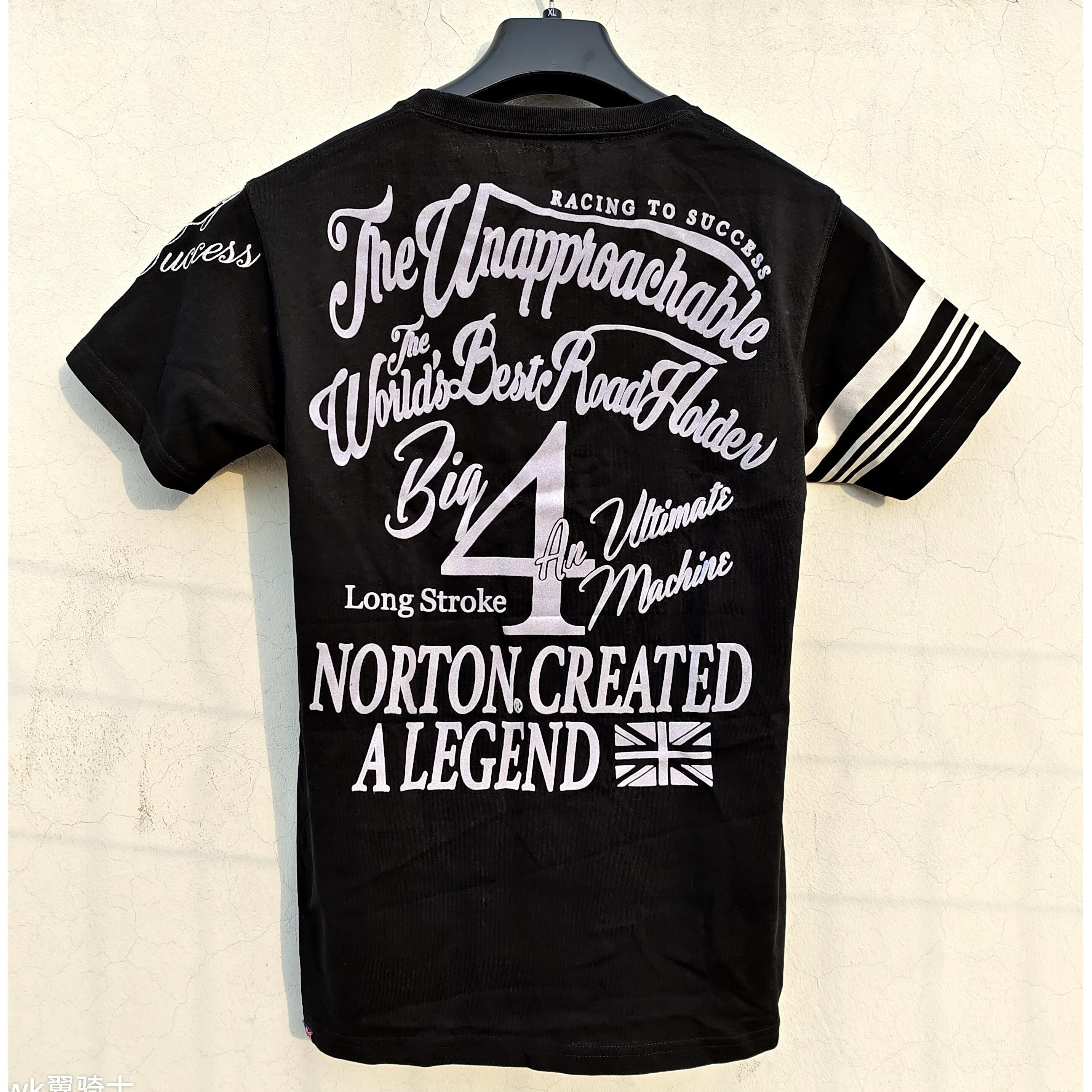 英国NORTON诺顿摩托机车复古T恤夏季哈雷凯旋咖啡骑士刺绣日本线