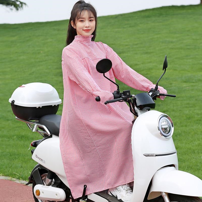 骑车防晒衣女夏季全身电动车中长款纯棉防紫外线摩托车遮阳衣披肩