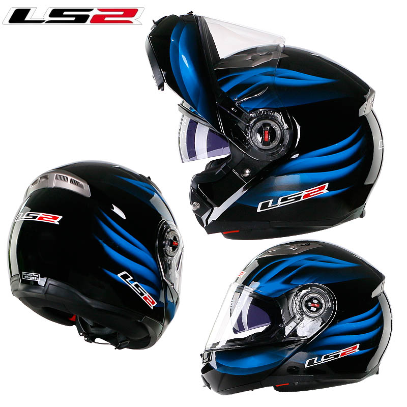 新款ls2 ff370头盔摩托车男女四季大码揭面盔双镜片机车全盔防雾