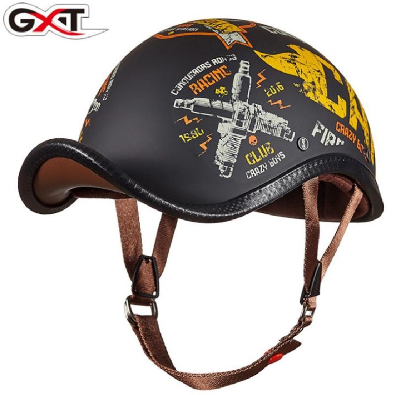 GXT摩托车头盔男女士哈雷瓢盔半盔复古机车翘盔燕尾头盔流行头盔