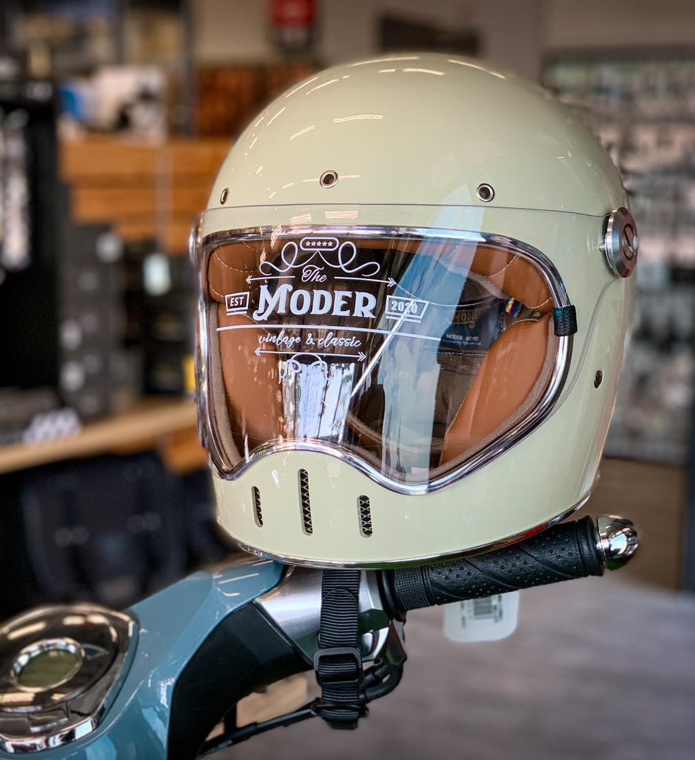 台湾Moder 电动踏板机车全盔绅士凯旋拿铁摩托车骑士复古男女头盔