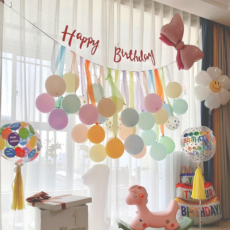 小红书周岁生日气球装饰场景布置儿童宝宝派对男女孩生日快乐背景