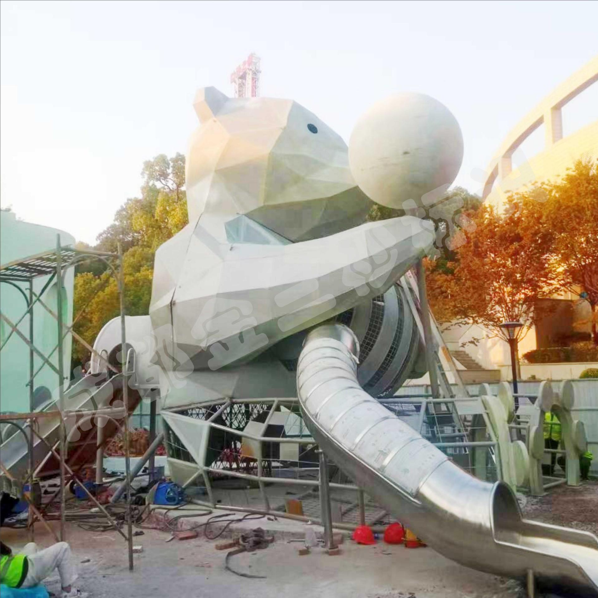 城市不锈钢雕塑 大型户外标志动物造型景观小品商场儿童滑梯