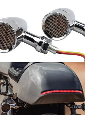 摩托车改装哈雷铝合金转向灯复古LED网格子弹转向信号灯 指示灯