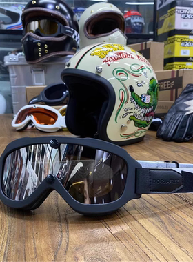 BornFree美式复古小框风镜moto3摩托车3/4半盔护目眼镜防风防沙镜