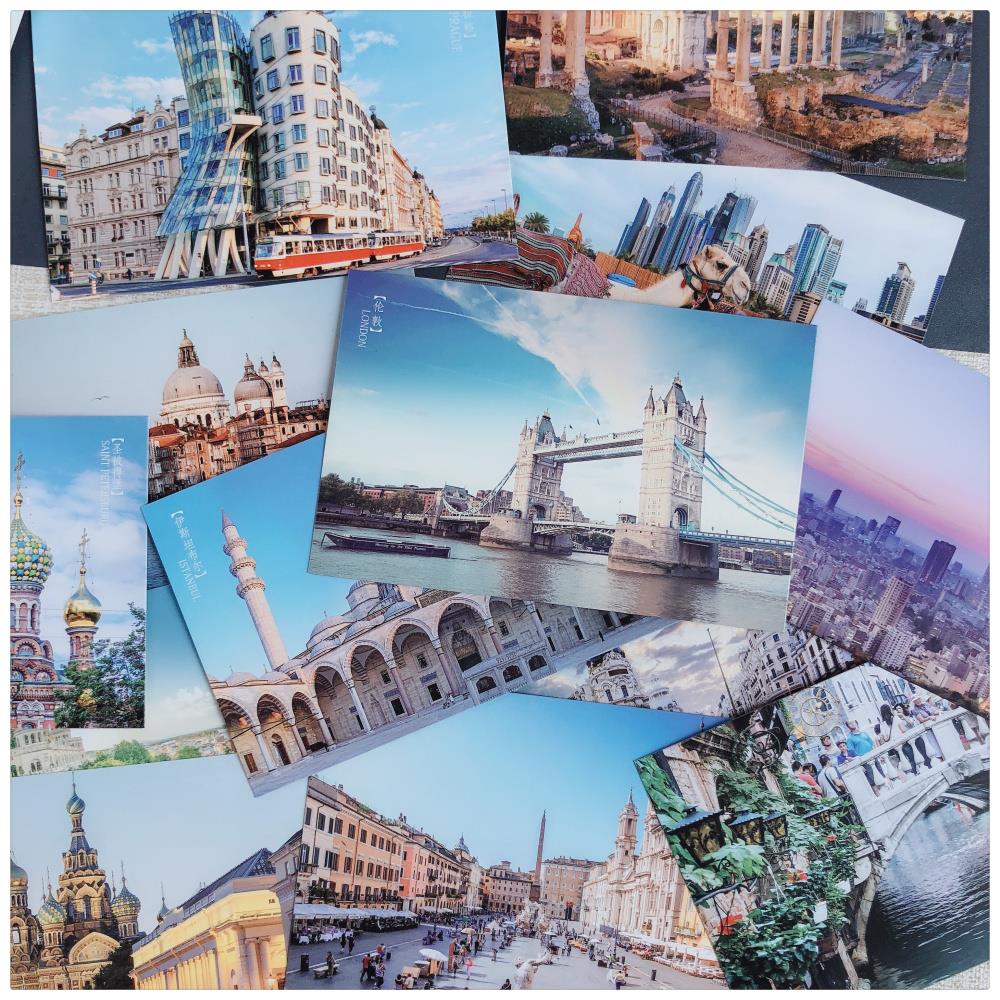世界城市风景明信片 欧亚各地标建筑卡片碧海蓝天美景