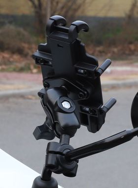 适用比亚乔X7维斯帕手机支架 姜戈后视镜杆细管球头 运动相机支架
