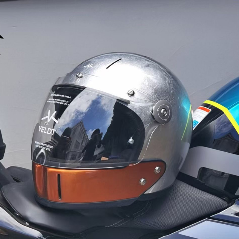 VELDT碳纤维哈雷摩托车复古头盔凯旋拿铁杜卡迪全盔骑行组合半盔