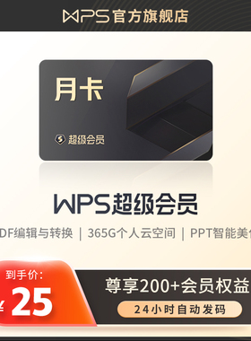 wps超级会员月卡31天官方正版办公应用pdf编辑文字翻译PPT制作