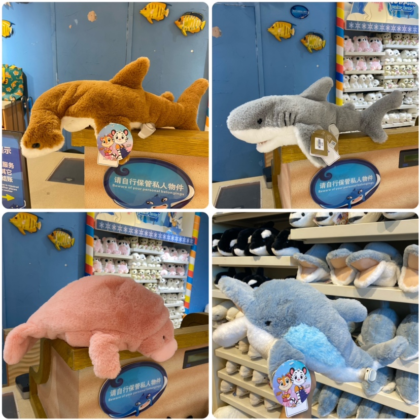 长隆海洋馆飞船纪念品动物园仿真海豚锤头鲨鲨鱼海獭手偶毛绒玩具