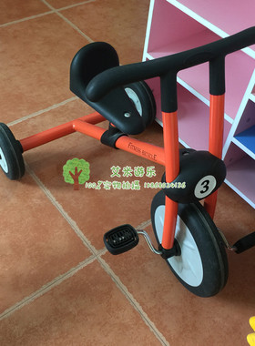 橙色三轮脚踏车幼儿园户外健身活动自行车单人童车儿童脚踩三轮车