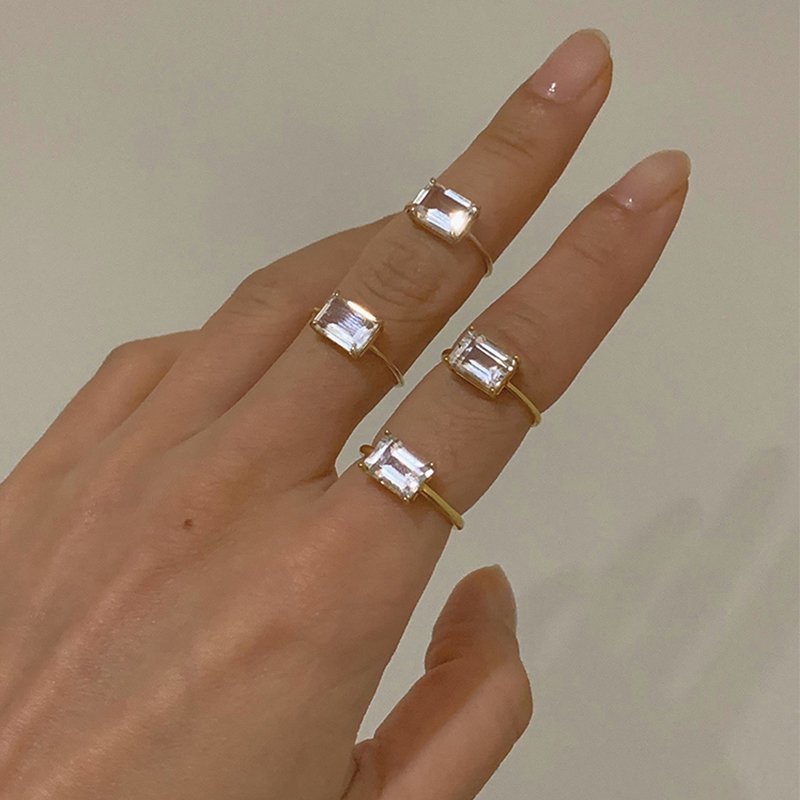 【 CnHnOn 脂肪商店 】Oblong Ring 剔透裸钻感  s925银方钻戒指