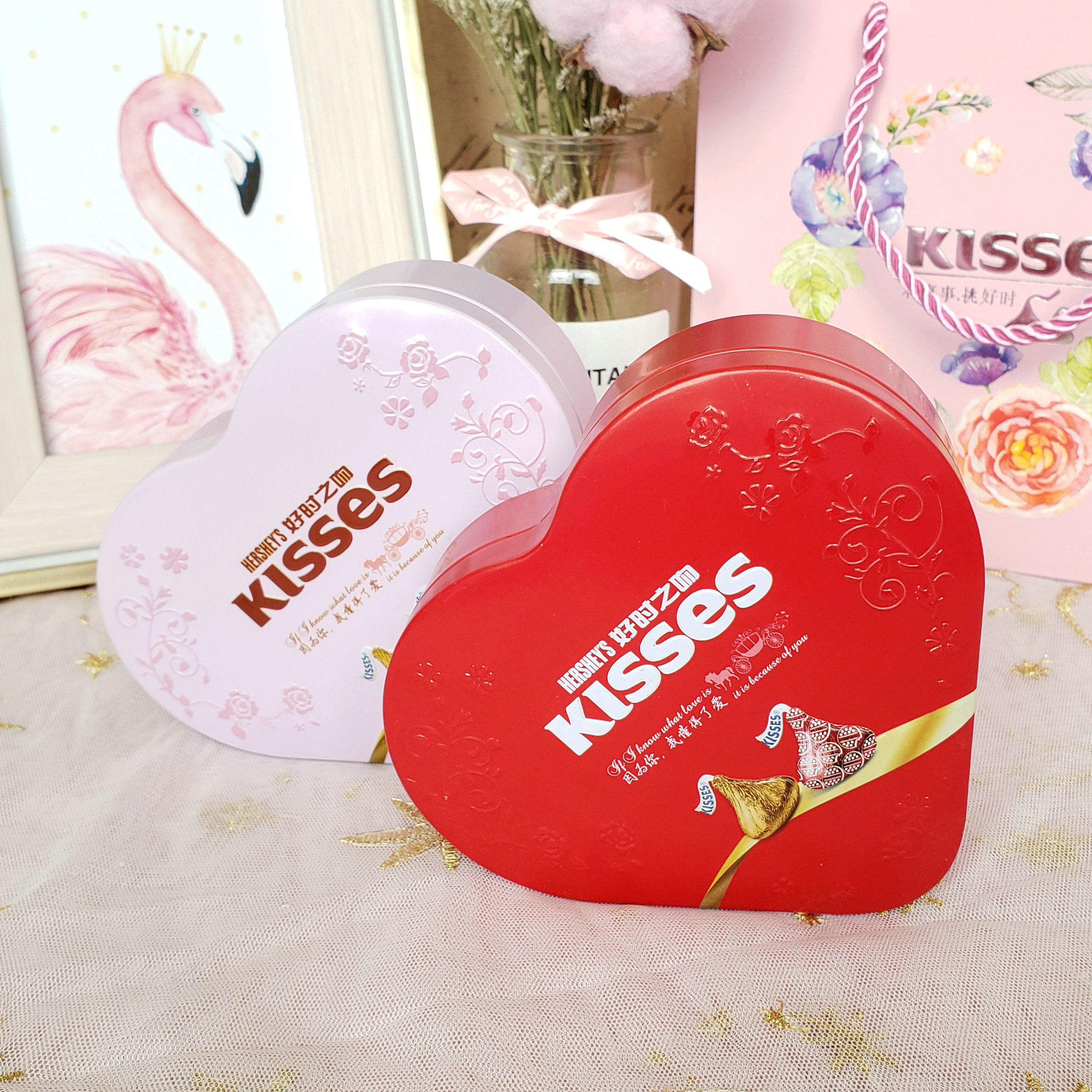 好时之吻kisses巧克力喜糖盒子礼盒空盒不含糖铁盒结婚礼中式糖盒