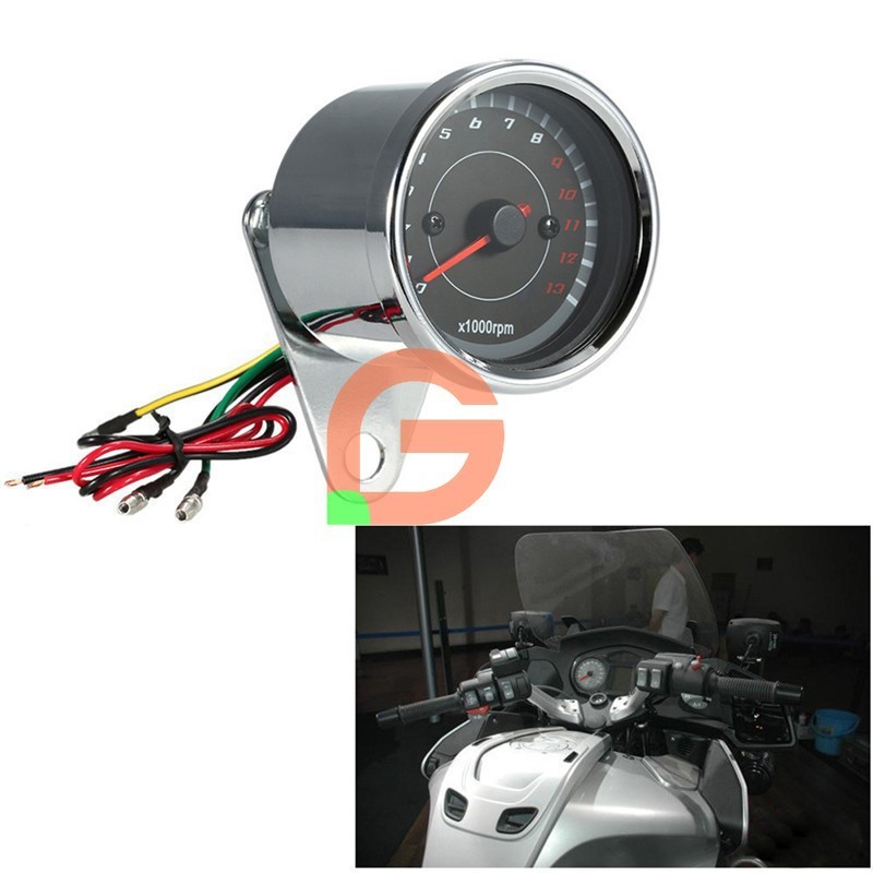 摩托车改装电感转速表指针式仪表复古转速表LED双色背光12V