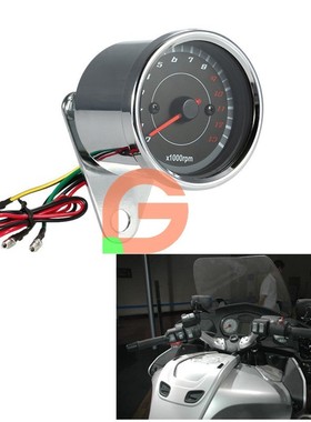 摩托车改装电感转速表指针式仪表复古转速表LED双色背光12V