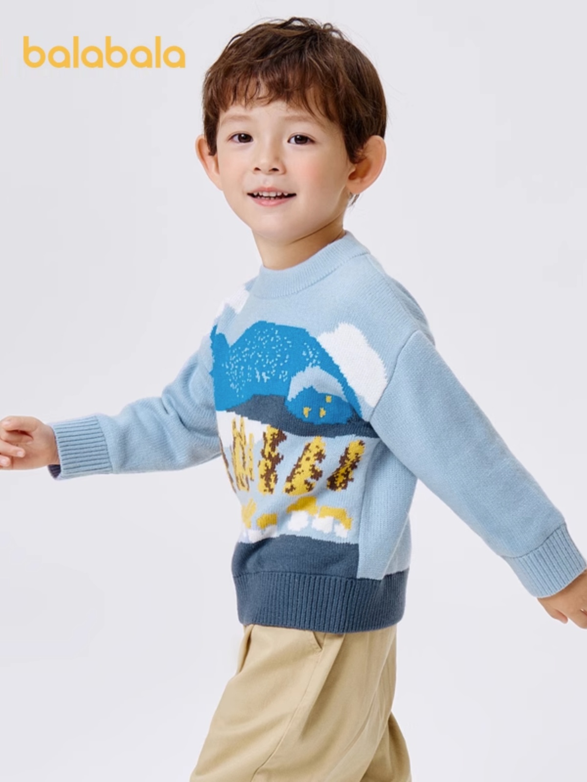 巴拉巴拉男童毛衣秋冬儿童风景图案打底衫小童温暖可爱洋气针织衫