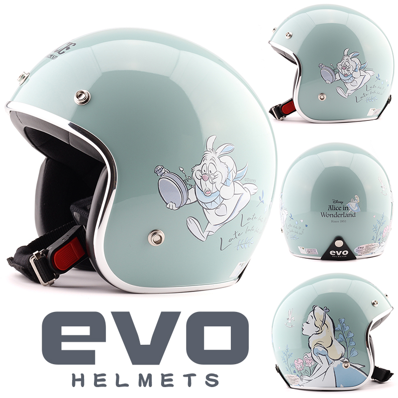 台湾EVO精装松雾绿色爱丽丝哈雷复古电动摩托车头盔男女保暖冬季
