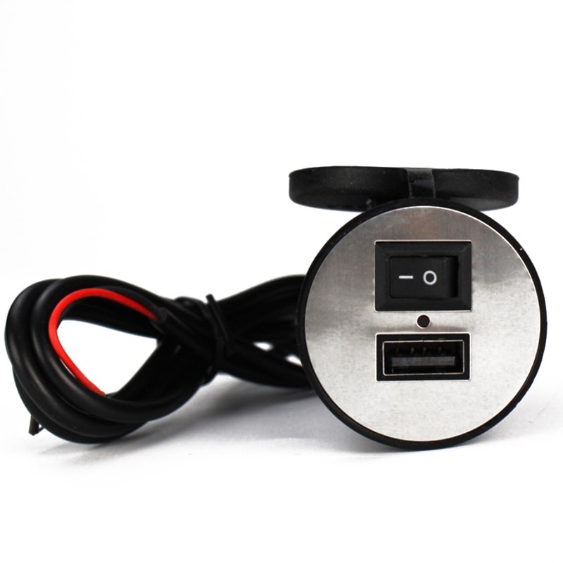 网红电动车USB车载充电器防水接线手机充电盒通用摩托电瓶带支架