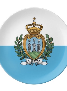 圣马力诺国旗欧洲国家象征符号图案陶瓷餐盘子8寸月光盘餐具