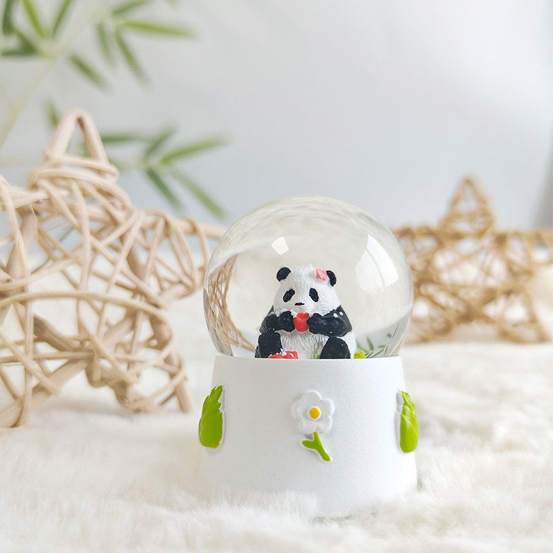 熊猫水晶球冰箱贴可爱卡通摆件下雪送女生纪念礼品装饰成都纪念品