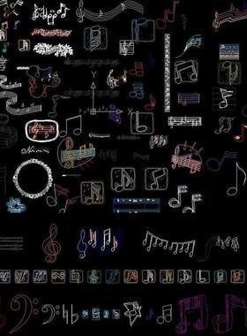 200多款音符CAD图库音乐符号施工图模块五线谱动漫动画形象