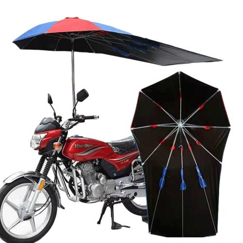骑行佳黑胶摩托车遮阳伞雨伞加长加厚踏板快递车电动三轮车蓬弯梁