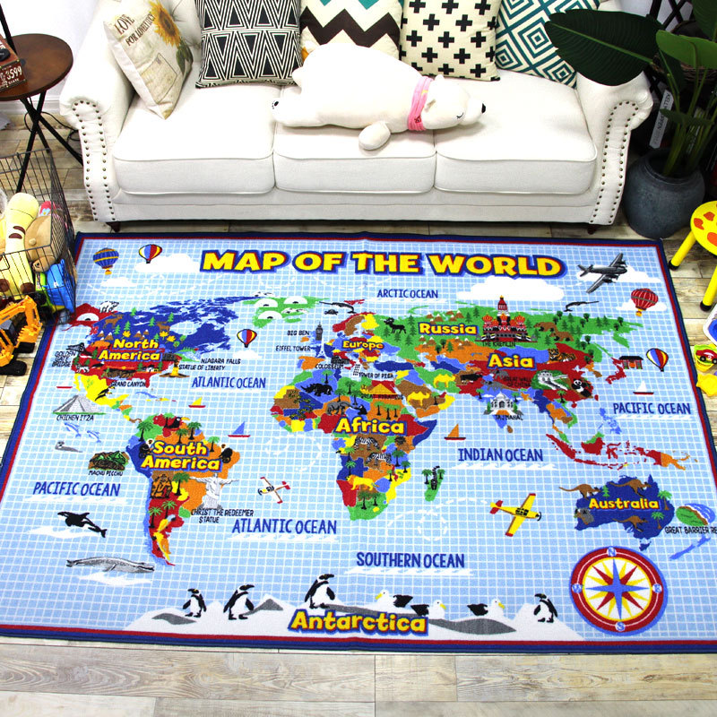 机洗儿童地毯中国行政划分地图世界地理政区地形图地垫宝宝爬行垫